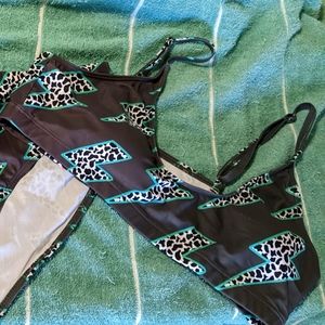 Lightning bolt cheetah western swimsuit